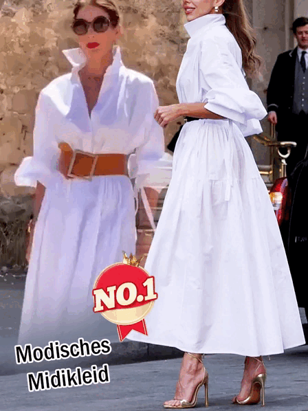 Stylisches langärmliges Midikleid