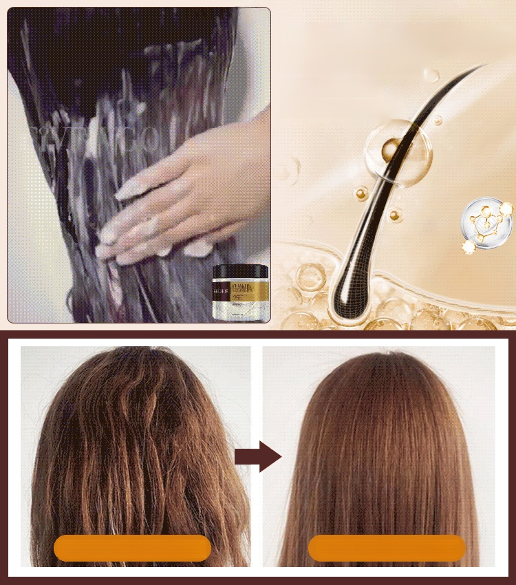 Kollagen-Haarmaske. Luxussalon-Exklusivprodukt, repariert trockenes und krauses Haar in einer Sekunde!