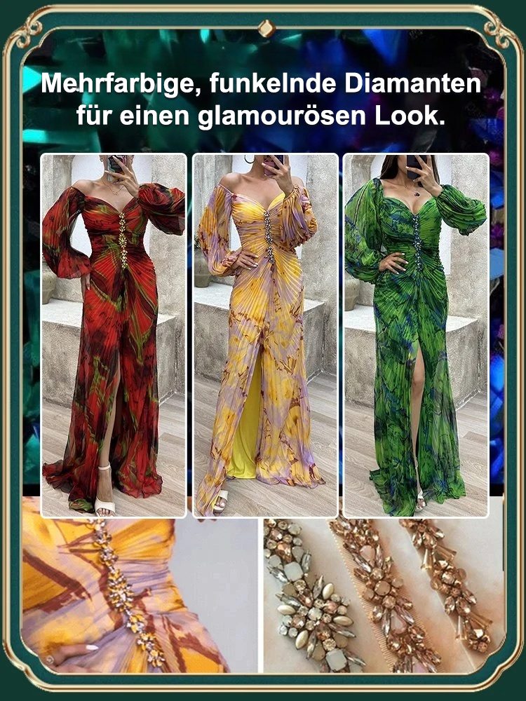 Neu Party Lange Ärmel Gold Seidenkleider