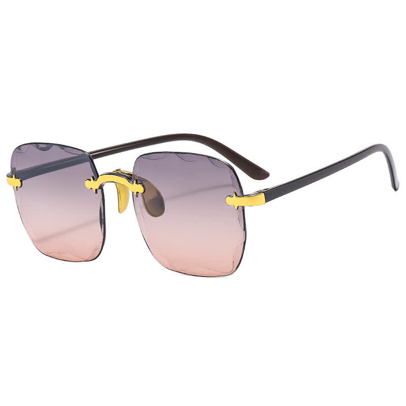 Spykay™ SG61010 Square Frame Oversized Trendy Rimless Sunglasses - Grey/Brown - image 8