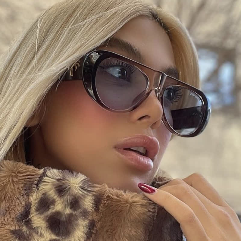 Spykay™ SG60671 Oval Frame Wide Temples Vintage Aviator Sunglasses - image 10