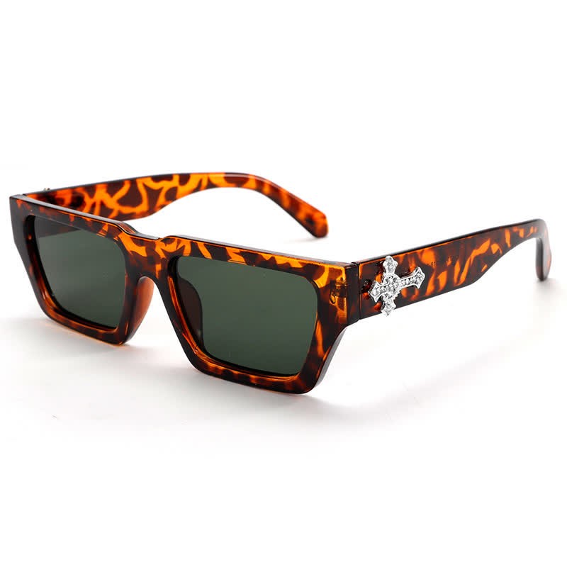 Spykay™ SG61019 Unsiex Rhinestone Cross Decor Square Frame Sunglasses - Tortoise Shell - image 15