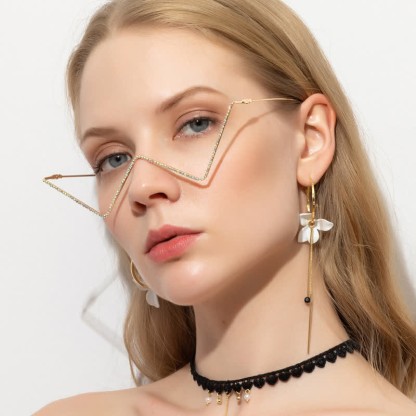 Spykay™ EG26881 Trendy Lensless Rhinestone Decor Semi-Rimless Glasses - image 11
