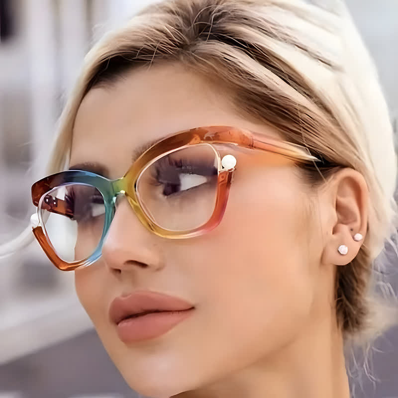 Spykay™ EG26758 Anti-blue Light Pearl Decor Irregular Oversized Eyeglasses - Rainbow - image 5