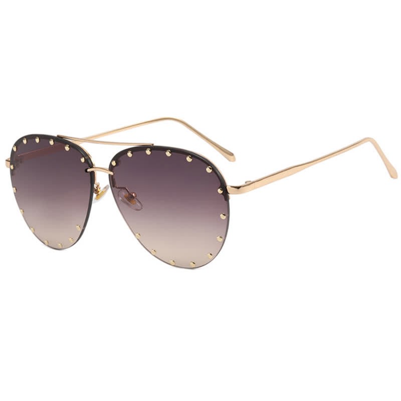 Spykay™ SG60887 Rivets Decor Double Bridges Retro Aviator Sunglasses