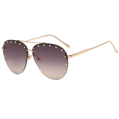 Spykay™ SG60887 Rivets Decor Double Bridges Retro Aviator Sunglasses