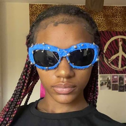 Spykay™ SG60924 CyberPunk Style Irregular Shaped Rivet Decor Sunglasses for Party - Blue - image 18