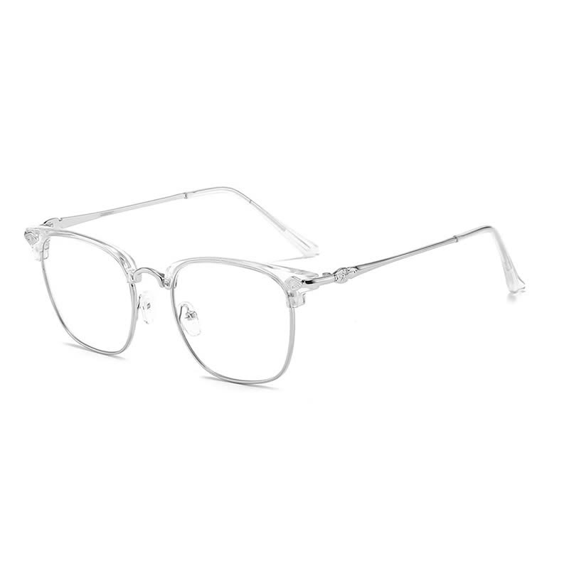 Spykay™ EG26834 Semi-Rimless Unisex Retro Square Frame Anti-blue Light Browline Glasses - Silver - image 5