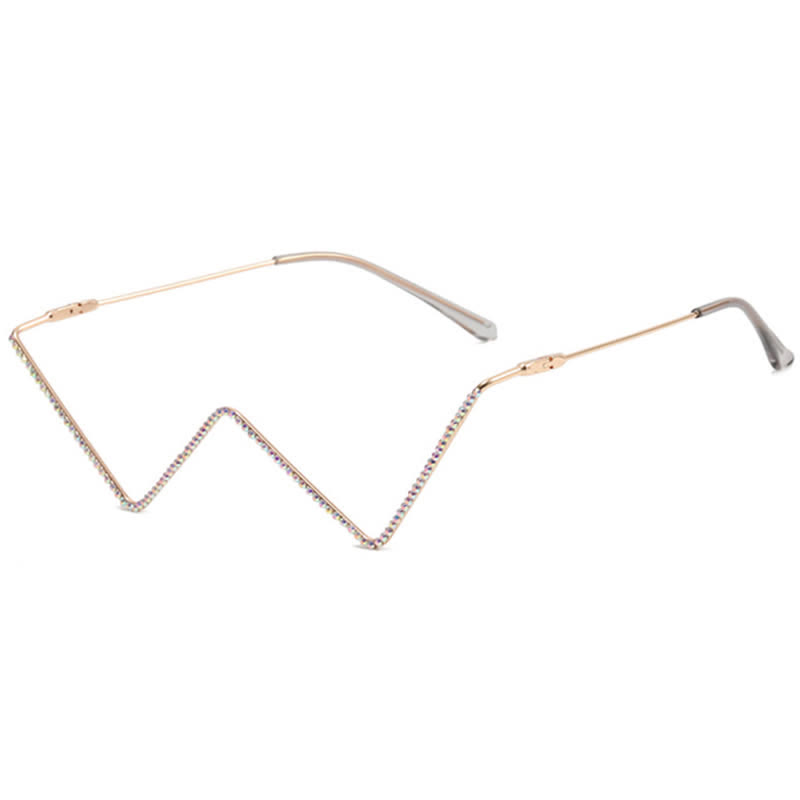 Spykay™ EG26881 Trendy Lensless Rhinestone Decor Semi-Rimless Glasses - image 2