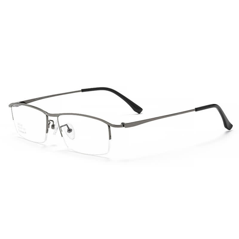 Spykay™ EG26842 Simple Semi-Rimless Titanium Rectangle Frame Anti-blue Light Glasses - Dark Grey - image 6