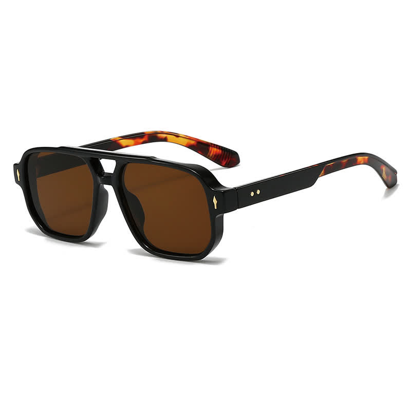 Spykay™ SG61003 Square Frame Double Bridges Vintage Arrow Sunglasses - Champagne/Tortoise Shell - image 33