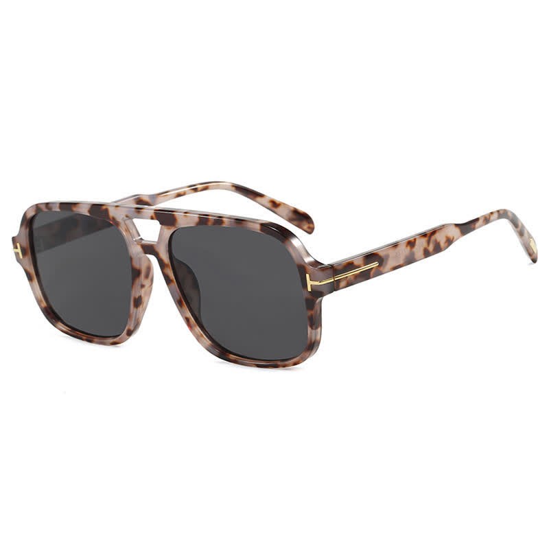 Spykay™ SG60710 Double Bridges Retro-Vintage Aviator Sunglasses - Leopard Print/Grey - image 35