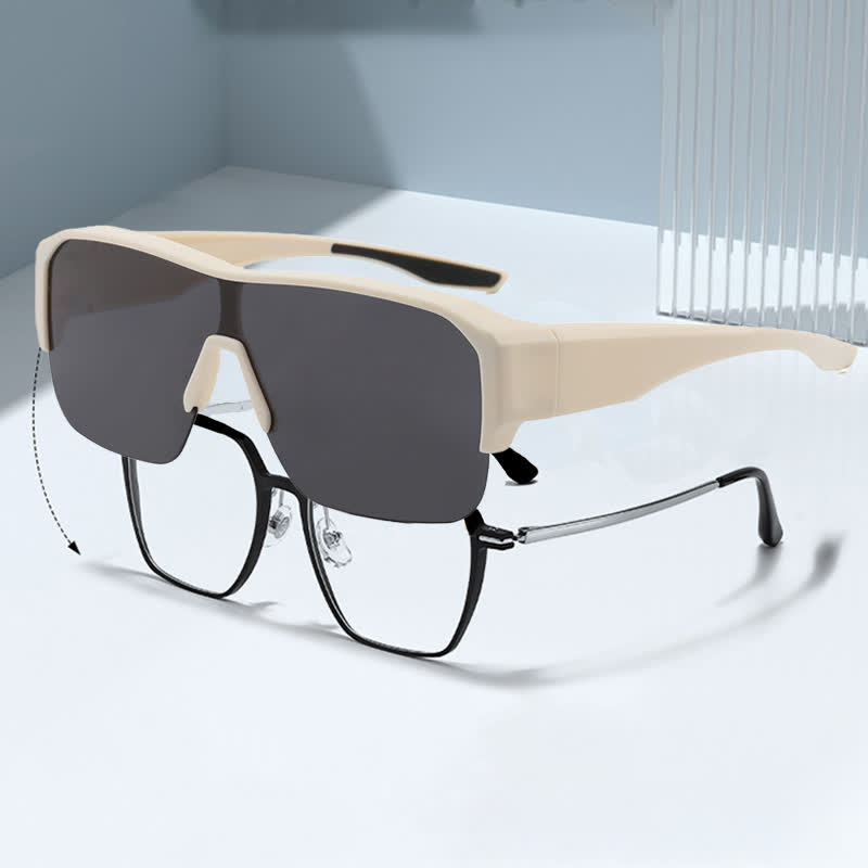 Spykay™ SG60959 Fit Over Glasses Semi-Rimless Polarized Sunglasses for Sports&Driving - Beige - image 15