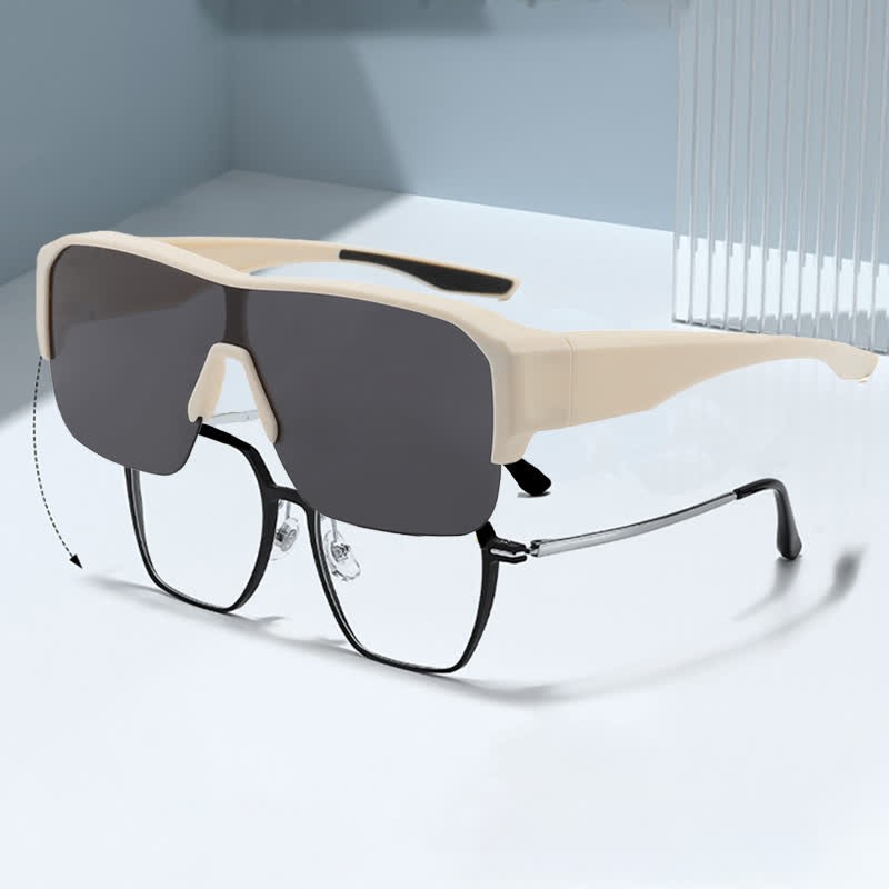 Spykay™ SG60959 Fit Over Glasses Semi-Rimless Polarized Sunglasses for Sports&Driving - Beige - image 15