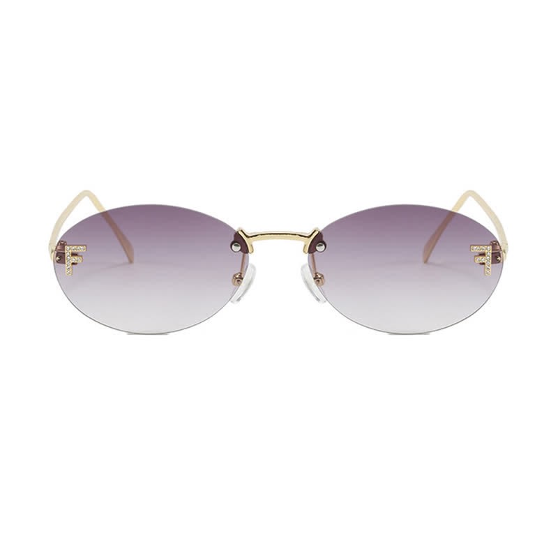 Spykay™ SG60701 'F' Design Oval Frames Rimless Sunglasses