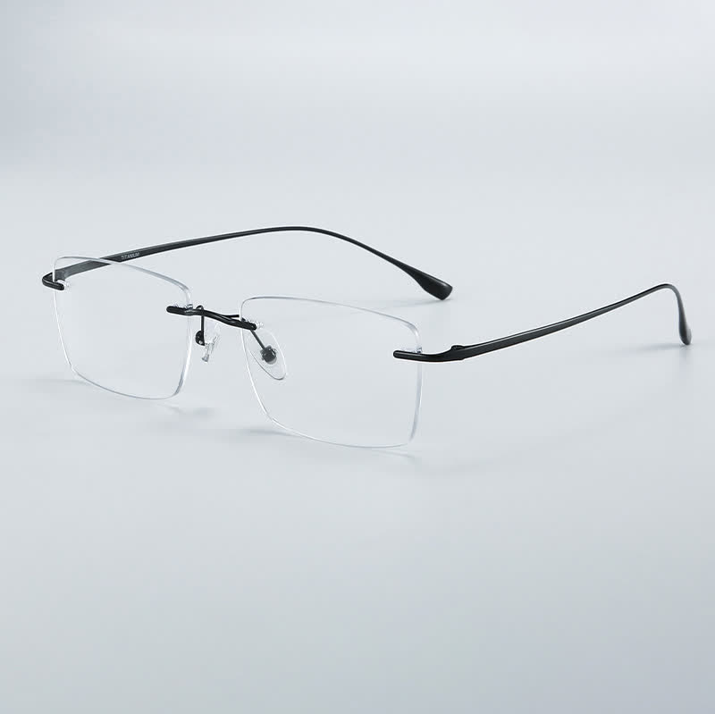 Spykay™ EG26849 Rectangle Titanium Frame Anti-blue Light Hipster Rimless Glasses - Black - image 6