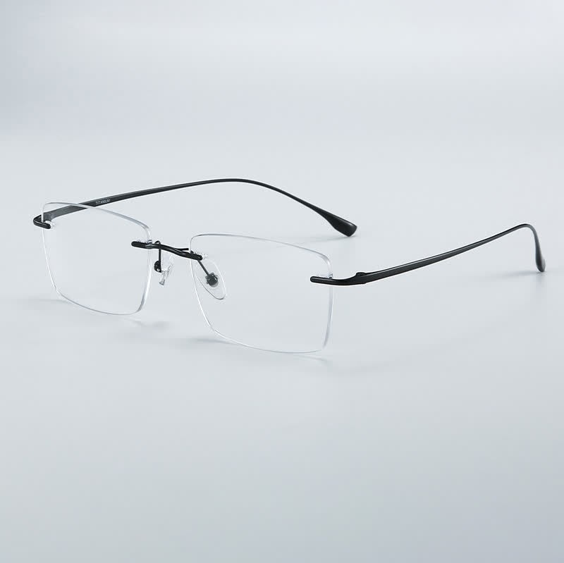 Spykay™ EG26849 Rectangle Titanium Frame Anti-blue Light Hipster Rimless Glasses - Black - image 6