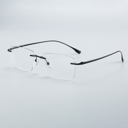 Spykay™ EG26849 Rectangle Titanium Frame Anti-blue Light Hipster Rimless Glasses - Black - image 6