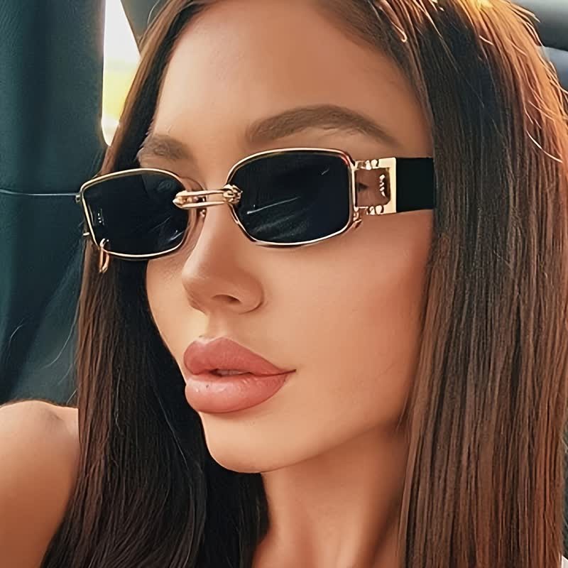 Spykay™ SG60752 Rectangle Metal Frame Vintage Sunglasses With a Ring Buckle
