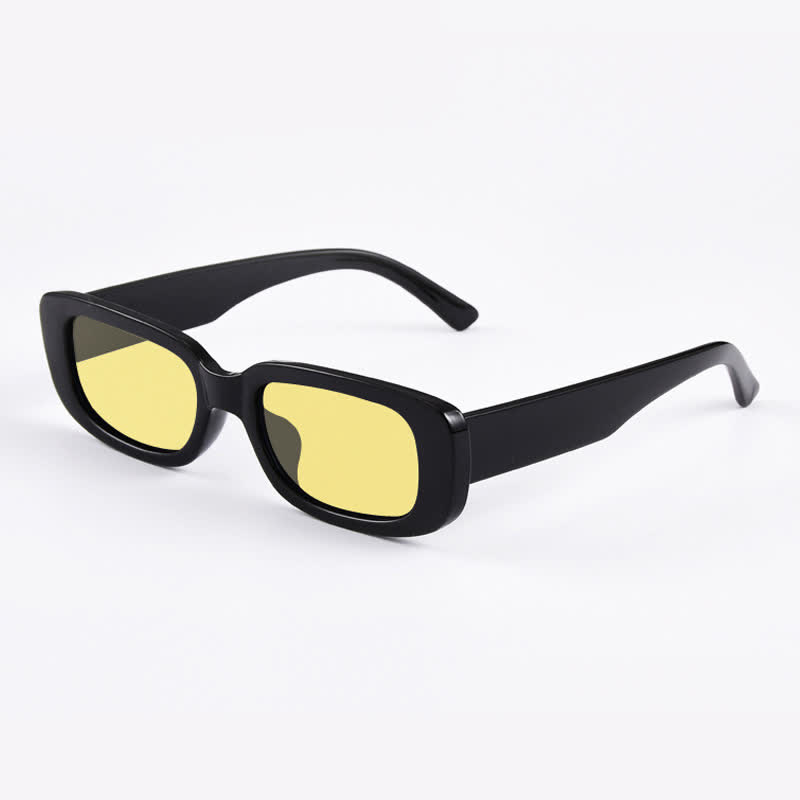 Spykay™ SG60996 Rectangle Small Thick Frame Vintage Sunglasses - Black/Yellow - image 1