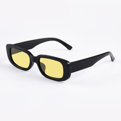 Spykay™ SG60996 Rectangle Small Thick Frame Vintage Sunglasses - Black/Yellow - image 1