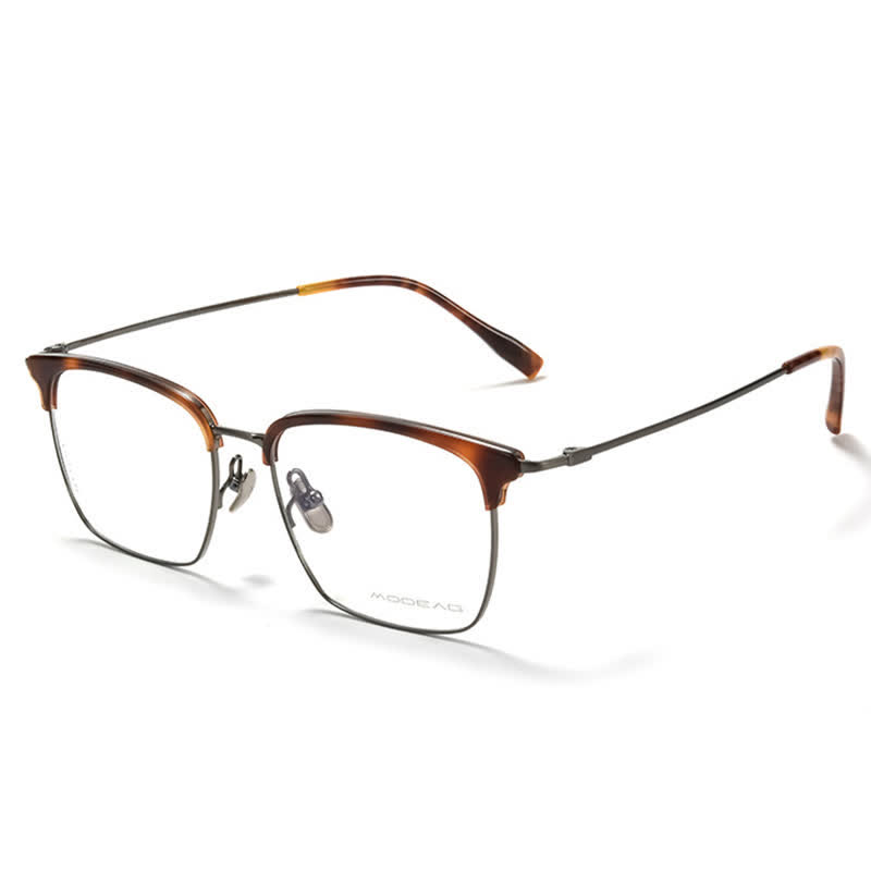 Spykay™ EG26898 Semi-Rimless Anti-blue Light Square Titanium Frame Browline Glasses - Tortoise Shell - image 6