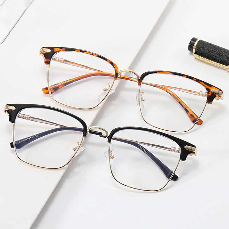 Spykay™ EG26833 Semi-Rimless Retro Square Frame Anti-blue Light Browline Glasses - image 3