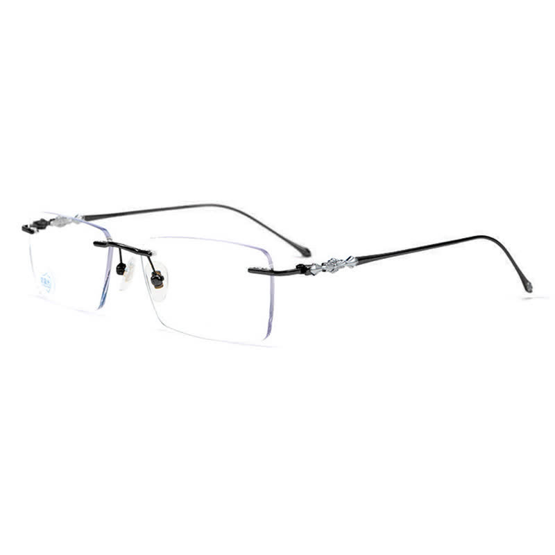 Spykay™ EG26918 Unsiex Retro Rectangle Titanium Frame Anti-blue Light Rimless Glasses - Black - image 6