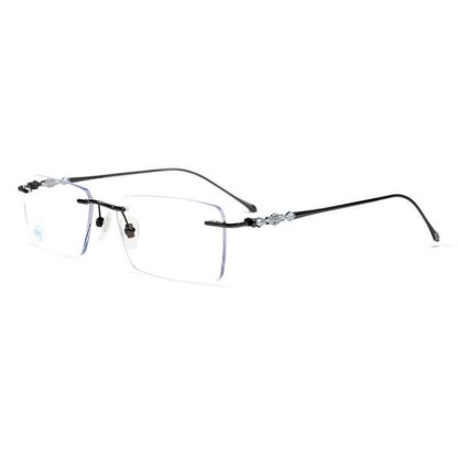 Spykay™ EG26918 Unsiex Retro Rectangle Titanium Frame Anti-blue Light Rimless Glasses - Black - image 6