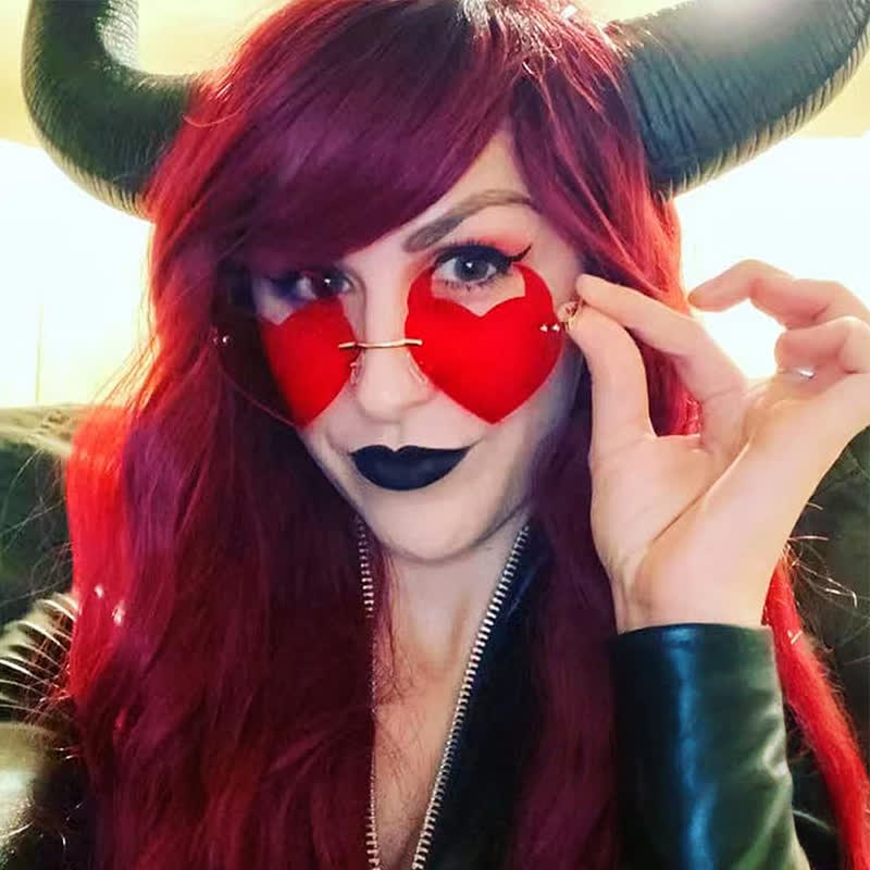 Spykay™ SG60991 Halloween Rimless Devil Horns Heart Sunglasses for Women Men - image 3