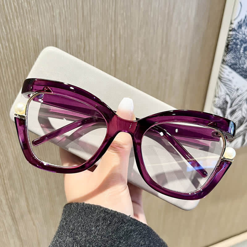 Spykay™ EG26758 Anti-blue Light Pearl Decor Irregular Oversized Eyeglasses - image 24
