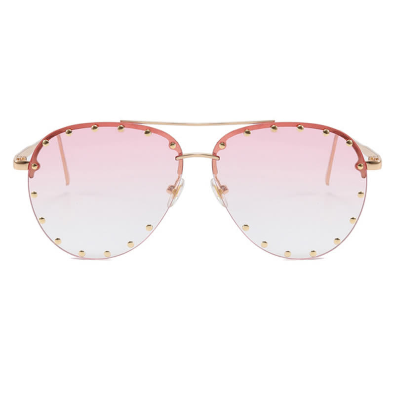 Spykay™ SG60887 Rivets Decor Double Bridges Retro Aviator Sunglasses