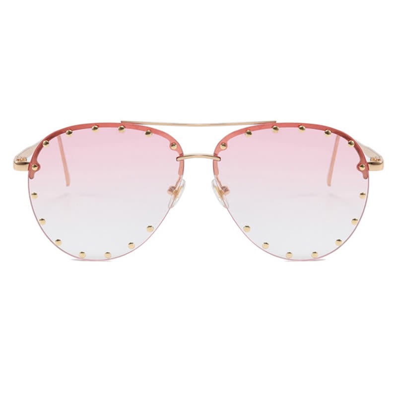 Spykay™ SG60887 Rivets Decor Double Bridges Retro Aviator Sunglasses
