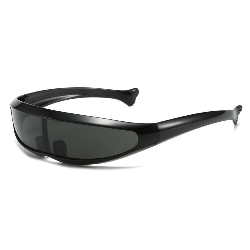 Spykay™ SG61011 One-piece Color Mirror Lens Monolens Cyclops Robotic Futuristic Narrow Y2K Punk Sunglasses - Black/Grey - image 7