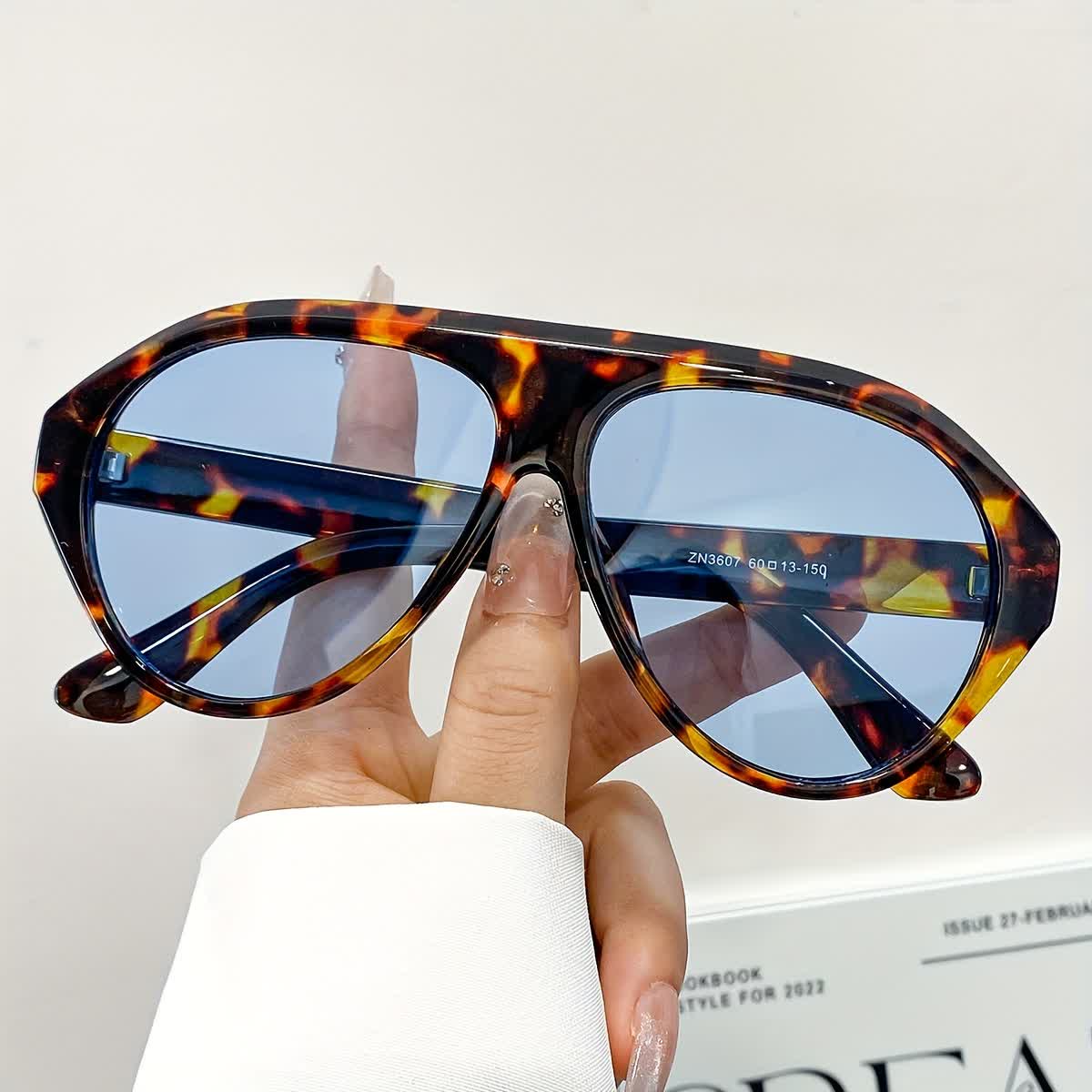 Spykay™ SG60857 Hipster Oversized Frame Aviator Sunglasses - Leopard Print/Blue - image 38