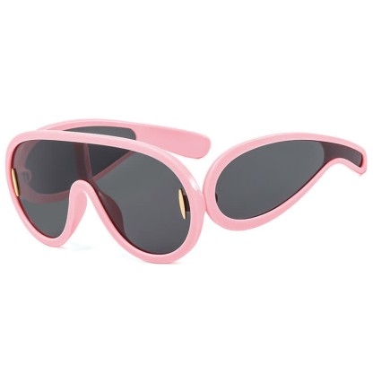 Spykay™ SG61002 Steampunk One-piece Frame Oversized Mirrored Sunglasses - Pink/Grey - image 30