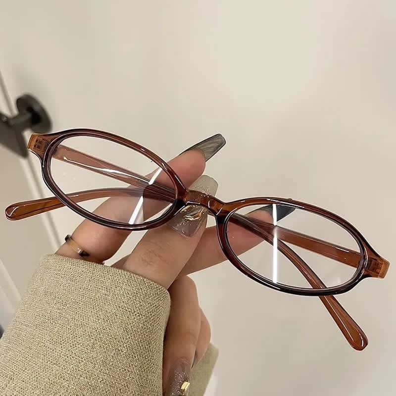 Spykay™ EG26885 Anti-blue Light Retro Small Oval Frame Y2K Hipster Eyeglasses - Brown - image 13