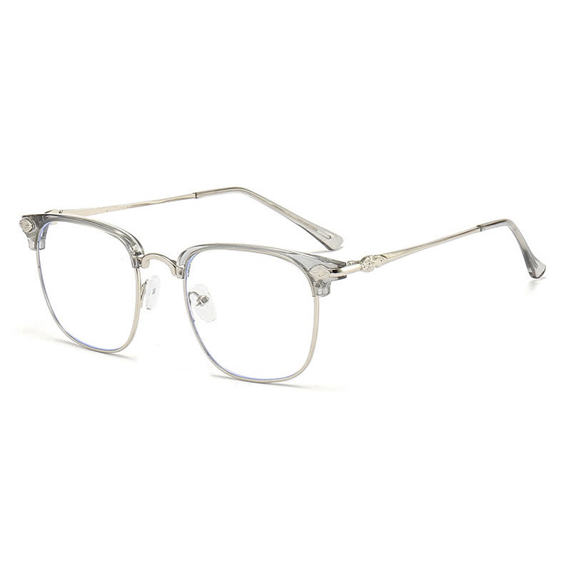 Spykay™ EG26834 Semi-Rimless Unisex Retro Square Frame Anti-blue Light Browline Glasses - Grey - image 11