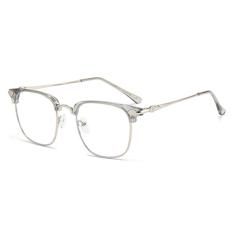 Spykay™ EG26834 Semi-Rimless Unisex Retro Square Frame Anti-blue Light Browline Glasses - Grey - image 11