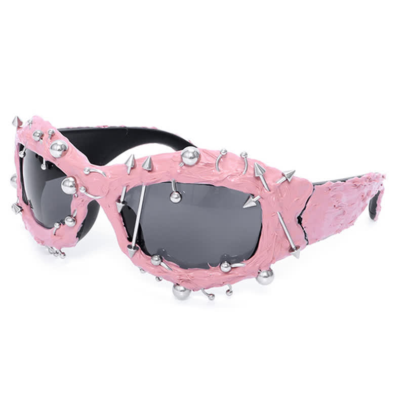 Spykay™ SG60924 CyberPunk Style Irregular Shaped Rivet Decor Sunglasses for Party - Pink - image 13
