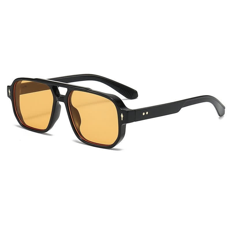 Spykay™ SG61003 Square Frame Double Bridges Vintage Arrow Sunglasses - Black/Orange - image 20