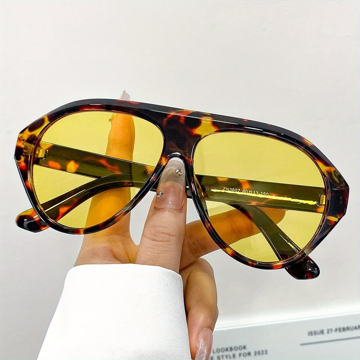 Spykay™ SG60857 Hipster Oversized Frame Aviator Sunglasses - Leopard Print/Yellow - image 36