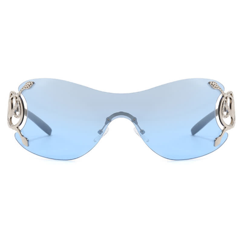 Spykay™ SG60904 Snake Design Temples One-piece Rimless Y2K Sunglasses