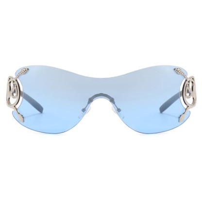 Spykay™ SG60904 Snake Design Temples One-piece Rimless Y2K Sunglasses
