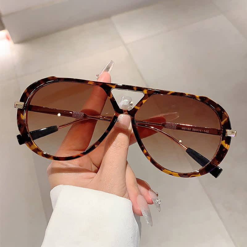 Spykay™ SG60737 Double Bridges Tortoiseshell Oval Frame Sunglasses - Leopard Print - image 8