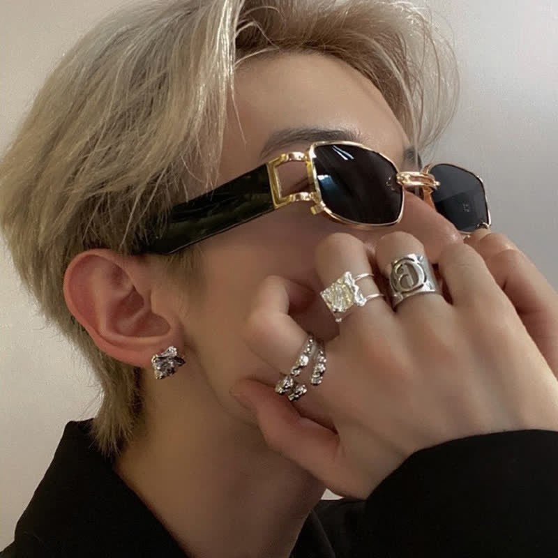 Spykay™ SG60752 Rectangle Metal Frame Vintage Sunglasses With a Ring Buckle