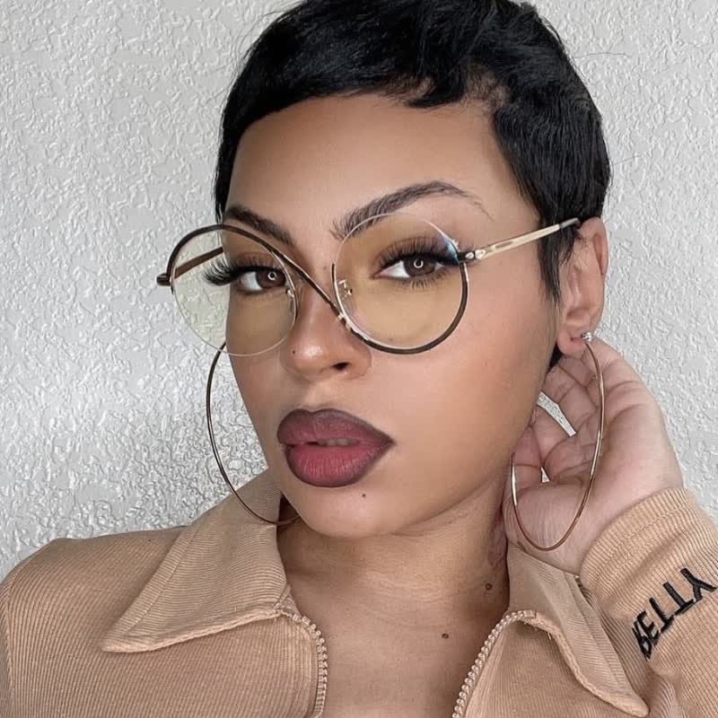 Spykay™ EG26662 "S" Design Metal Semi-Rimless Round Frame Unique Retro-Vintage Glasses - Leopard Print - image 1