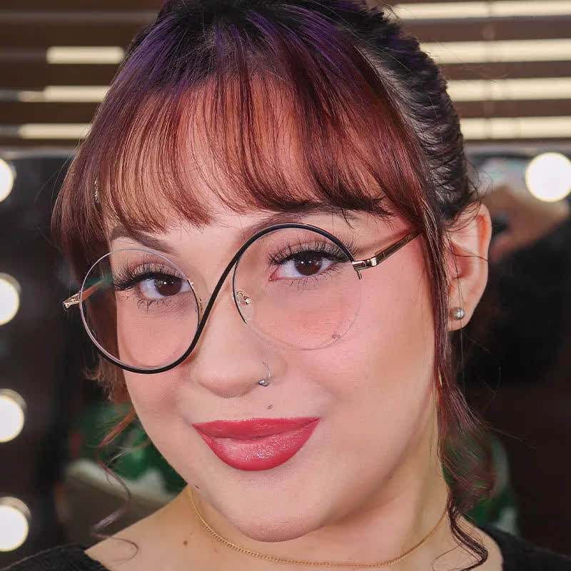 Spykay™ EG26662 "S" Design Metal Semi-Rimless Round Frame Unique Retro-Vintage Glasses - Black - image 11