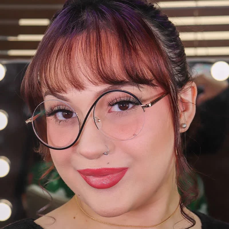 Spykay™ EG26662 "S" Design Metal Semi-Rimless Round Frame Unique Retro-Vintage Glasses - Black - image 11