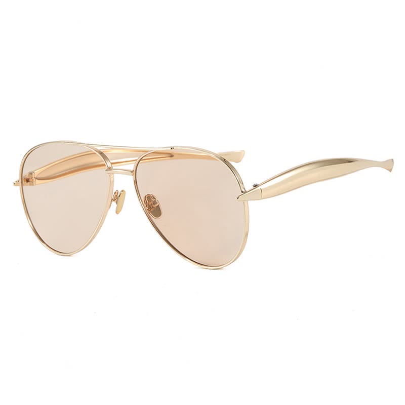 Spykay™ SG60665 Vintage Double Bridges Aviator Frame Sunglasses - Golden/Champagne - image 14
